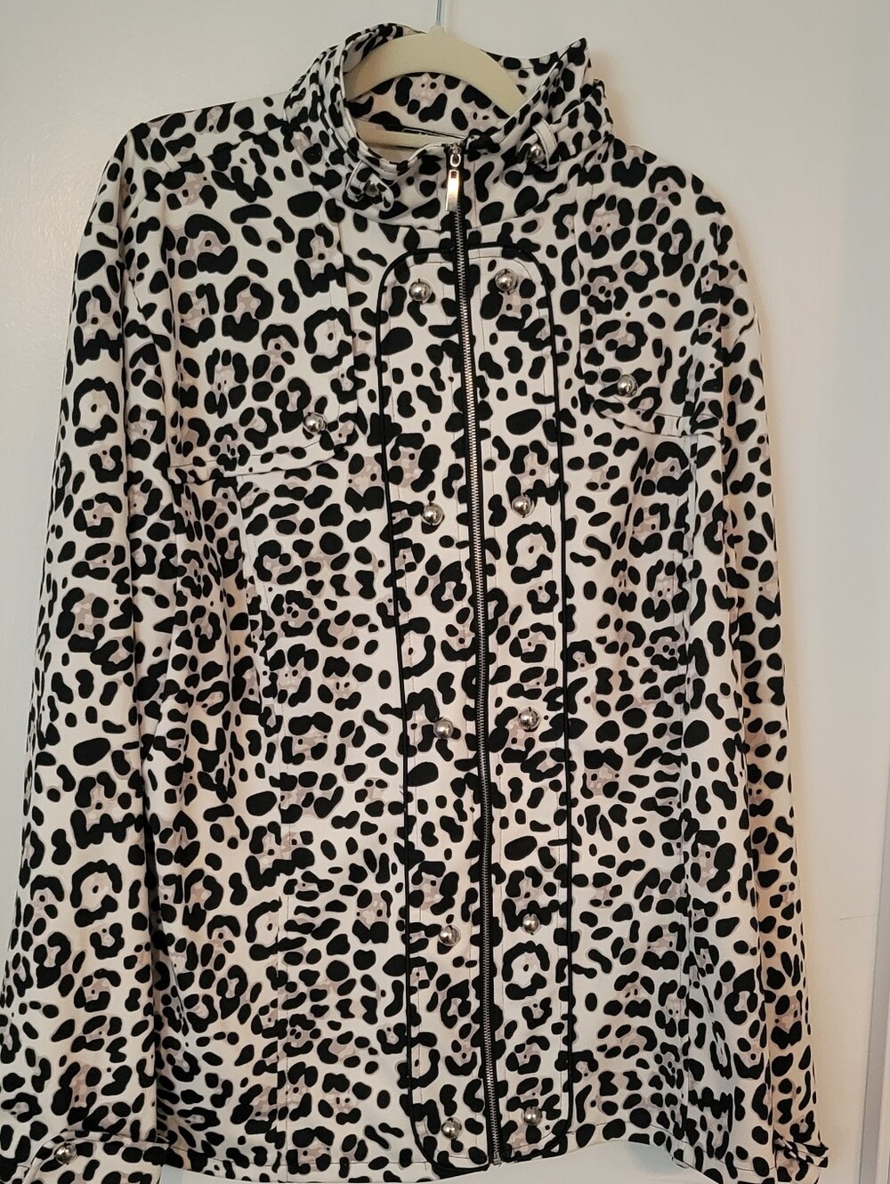 Lisa International Leopard Print Zip-Front Jacket XL